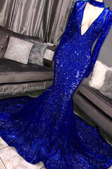 Mermaid Deep V-neck Round Collar Long Sleeve Floor Length Crochet Flower Embroidery Prom Dress-Ballbella