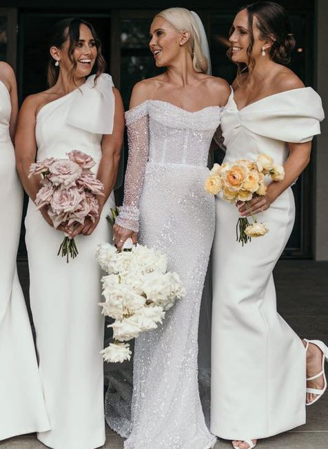 Mermaid Fitted Wedding Dresses Sequined Long Sleeves-Ballbella
