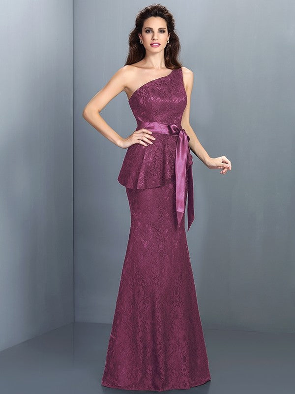 Mermaid Gorgeous One Shoulder Lace Sleeveless Long Lace Bridesmaid Dresses Mermaid Gorgeous One Shoulder Lace Sleeveless Long Lace Bridesmaid Dresses