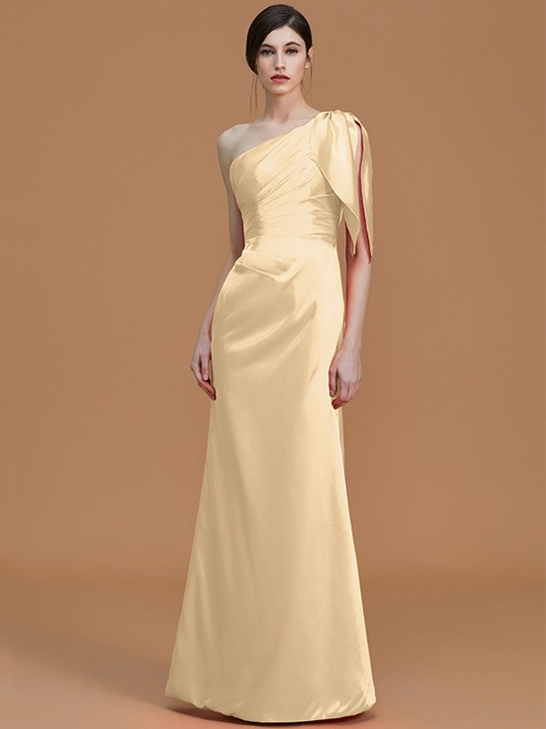 Mermaid Gorgeous One Shoulder Sleeveless Ruched Satin Bridesmaid Dresses-Ballbella