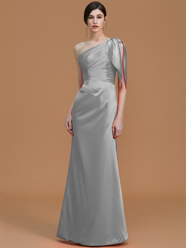 Mermaid Gorgeous One Shoulder Sleeveless Ruched Satin Bridesmaid Dresses-Ballbella