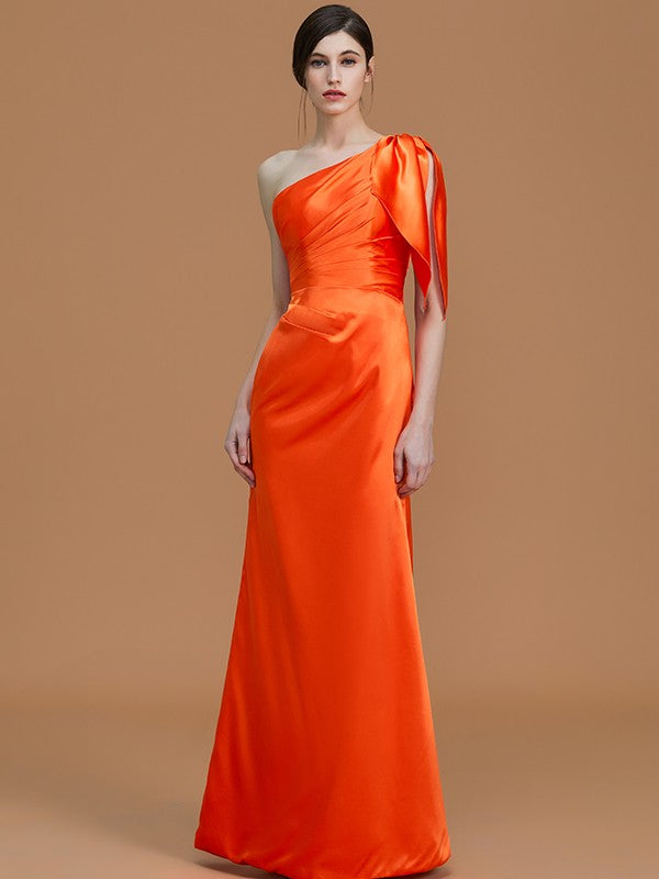 Mermaid Gorgeous One Shoulder Sleeveless Ruched Satin Bridesmaid Dresses-Ballbella