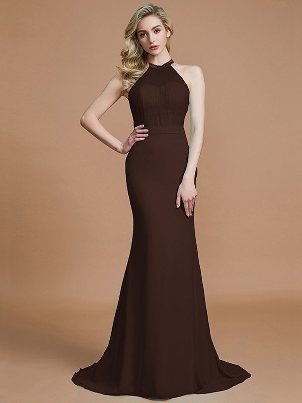 Mermaid Gorgeous Sleeveless Scoop Chiffon Bridesmaid Dresses-Ballbella