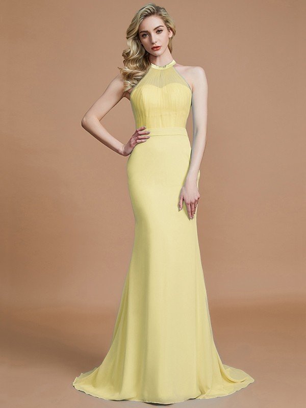 Mermaid Gorgeous Sleeveless Scoop Chiffon Bridesmaid Dresses-Ballbella