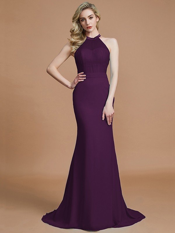 Mermaid Gorgeous Sleeveless Scoop Chiffon Bridesmaid Dresses-Ballbella