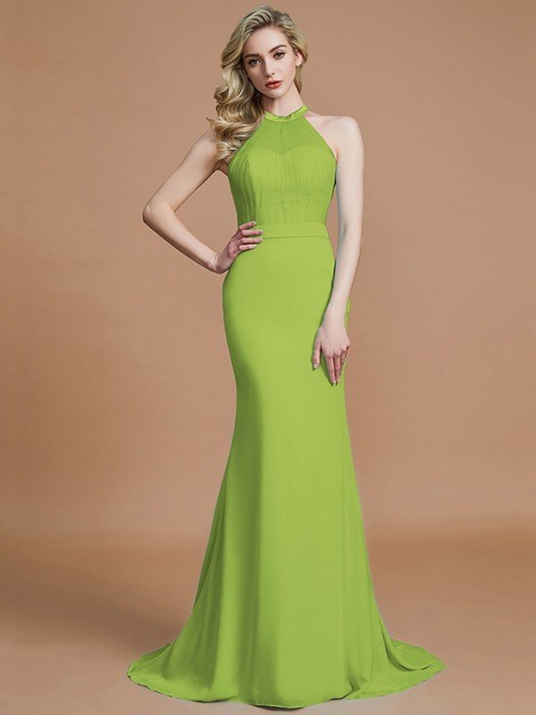 Mermaid Gorgeous Sleeveless Scoop Chiffon Bridesmaid Dresses-Ballbella