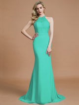 Mermaid Gorgeous Sleeveless Scoop Chiffon Bridesmaid Dresses-Ballbella
