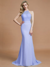 Mermaid Gorgeous Sleeveless Scoop Chiffon Bridesmaid Dresses-Ballbella