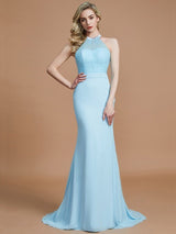 Mermaid Gorgeous Sleeveless Scoop Chiffon Bridesmaid Dresses-Ballbella