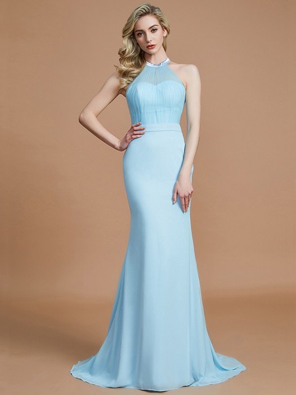 Mermaid Gorgeous Sleeveless Scoop Chiffon Bridesmaid Dresses-Ballbella