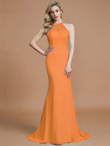 Mermaid Gorgeous Sleeveless Scoop Chiffon Bridesmaid Dresses-Ballbella