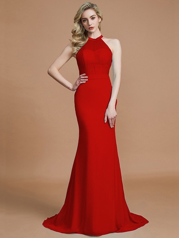 Mermaid Gorgeous Sleeveless Scoop Chiffon Bridesmaid Dresses-Ballbella
