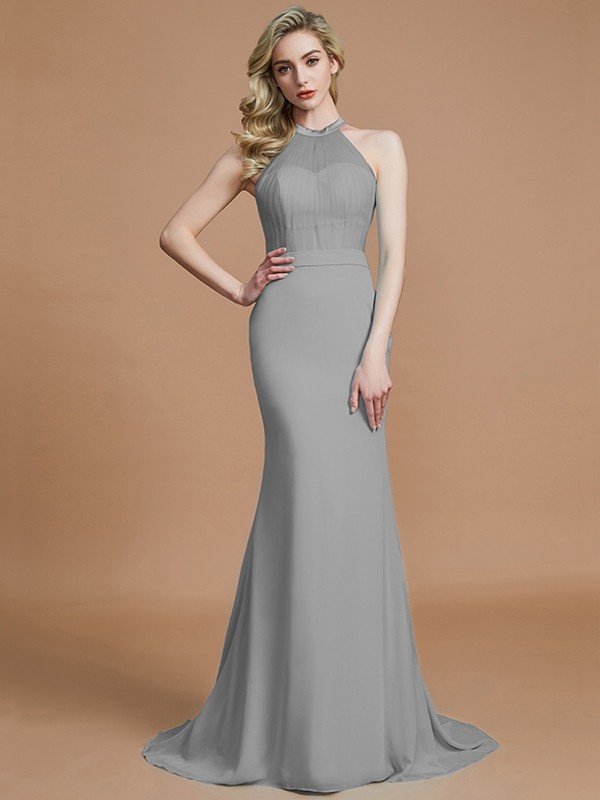 Mermaid Gorgeous Sleeveless Scoop Chiffon Bridesmaid Dresses-Ballbella