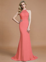 Mermaid Gorgeous Sleeveless Scoop Chiffon Bridesmaid Dresses-Ballbella