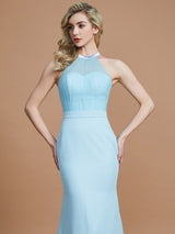 Mermaid Gorgeous Sleeveless Scoop Chiffon Bridesmaid Dresses-Ballbella