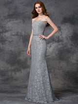 Mermaid Gorgeous Sweetheart Applique Sleeveless Long Satin Bridesmaid Dresses-Ballbella