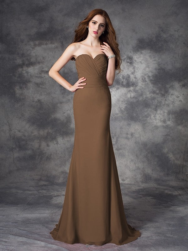 Mermaid Gorgeous Sweetheart Ruched Sleeveless Long Chiffon Bridesmaid Dresses Mermaid Gorgeous Sweetheart Ruched Sleeveless Long Chiffon Bridesmaid Dresses