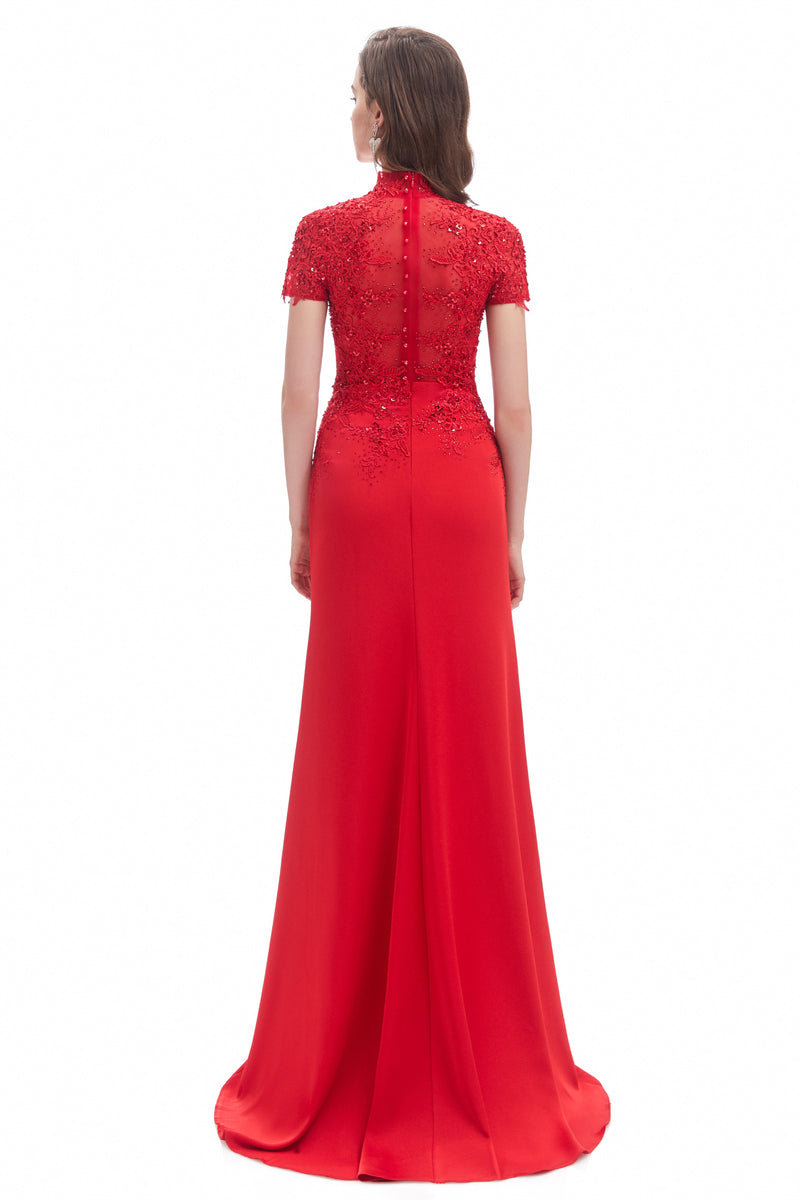 Mermaid High Neck Sequined Floor-Length Short Sleeve Appliques Lace Prom Dress Mermaid High Neck Sequined Floor-Length Short Sleeve Appliques Lace Prom Dress