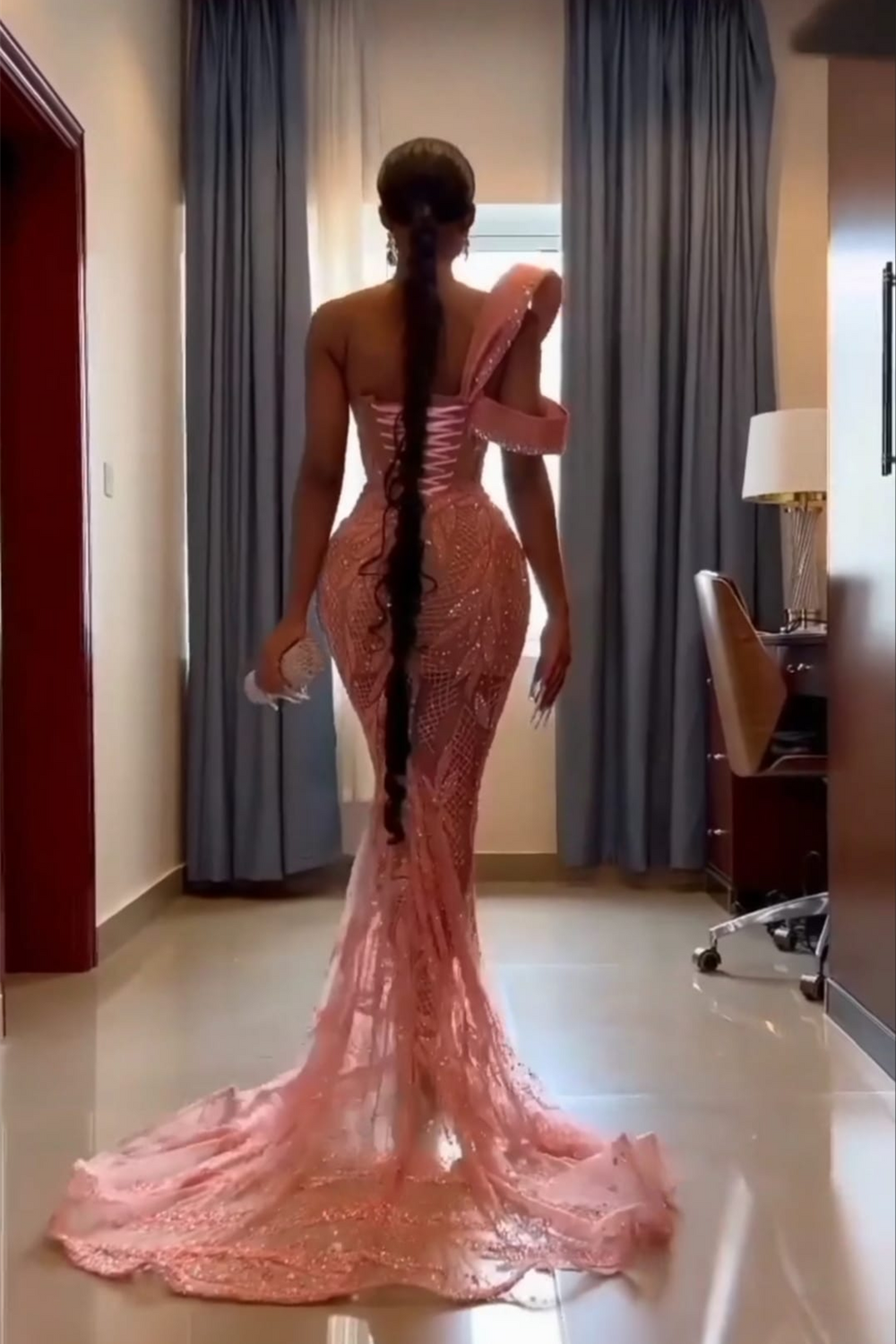 Mermaid Jewel Floor-Length Sleeveless Appliques Lace Sequined Prom Dress Mermaid Jewel Floor-Length Sleeveless Appliques Lace Sequined Prom Dress
