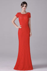 Mermaid Jewel Lace Floor Length Short sleeves Vintage mother's dress-Ballbella