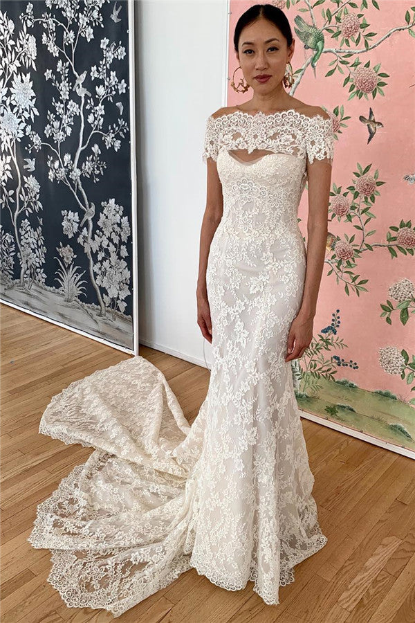 Ballbella offers beautiful Mermaid Lace Off-the-shoulder Formal Dresses Backless Bridal Gowns to fit your style, body type fashion sense. Check out these selection and find the Mermaid wedding dress of your dreams!