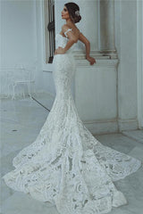 Mermaid Lace Wedding Dress Modern Court Train Sweetheart Bridal Gowns with Sleeve Decorations-Ballbella
