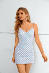 Mermaid Mini Sweetheart Spaghetti strap Lace Sequined Sleeveless Prom Dresses-Ballbella