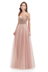Mermaid Spaghetti strap Off-the-shoulder Beaded Lace Floor-length Sequined Prom Dress-Ballbella