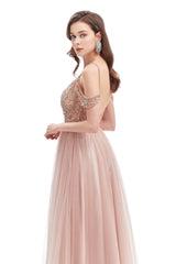 Mermaid Spaghetti strap Off-the-shoulder Beaded Lace Floor-length Sequined Prom Dress-Ballbella