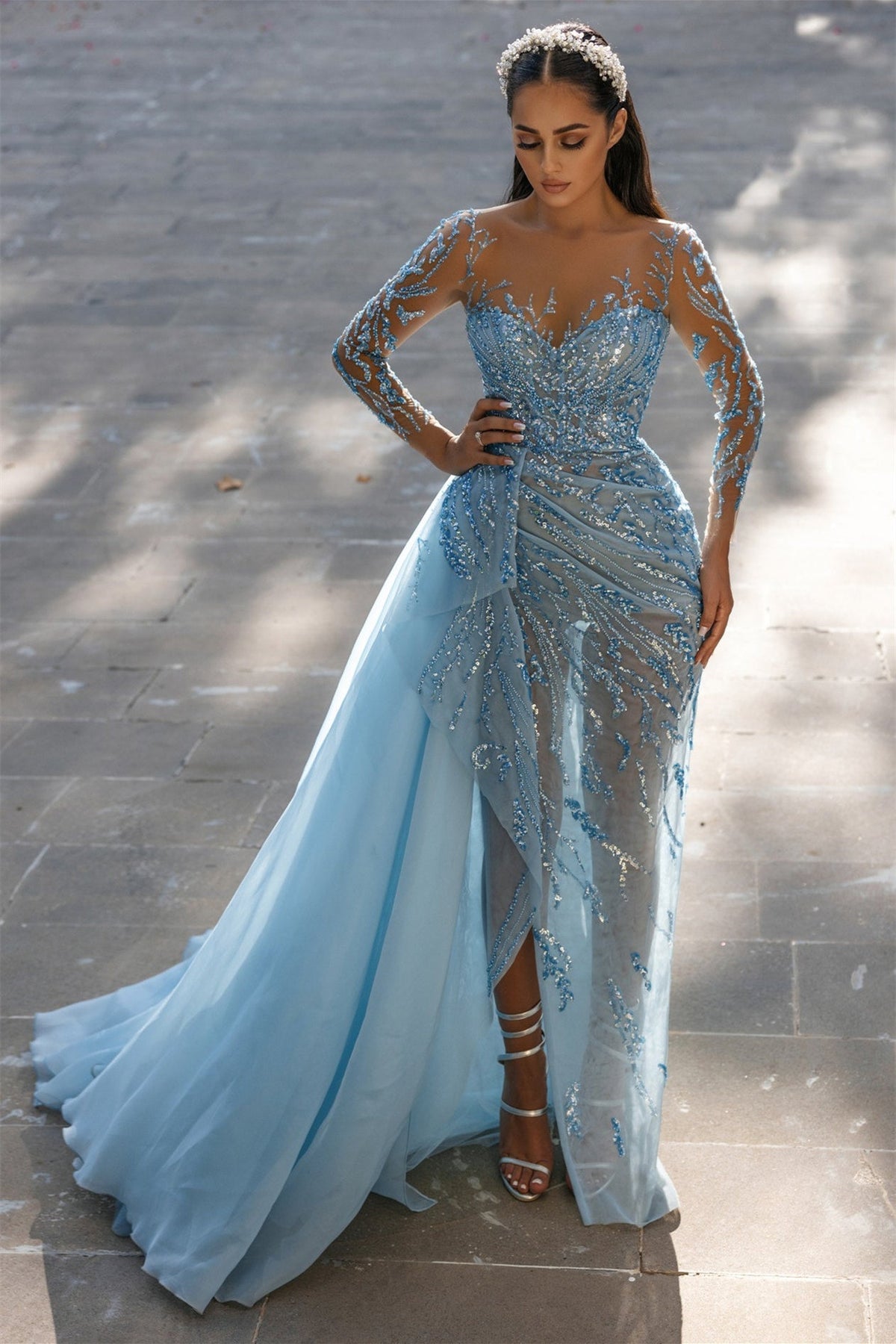 Mermaid Strapless Sweetheart Floor-length With Side Train Appliques La Ballbella Mermaid Strapless Sweetheart Floor-length With Side Train Appliques La Ballbella