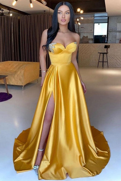Mermaid Sweetheart Floor-length High Split Sleeveless Backless Beaded Prom Dress Mermaid Sweetheart Floor-length High Split Sleeveless Backless Beaded Prom Dress