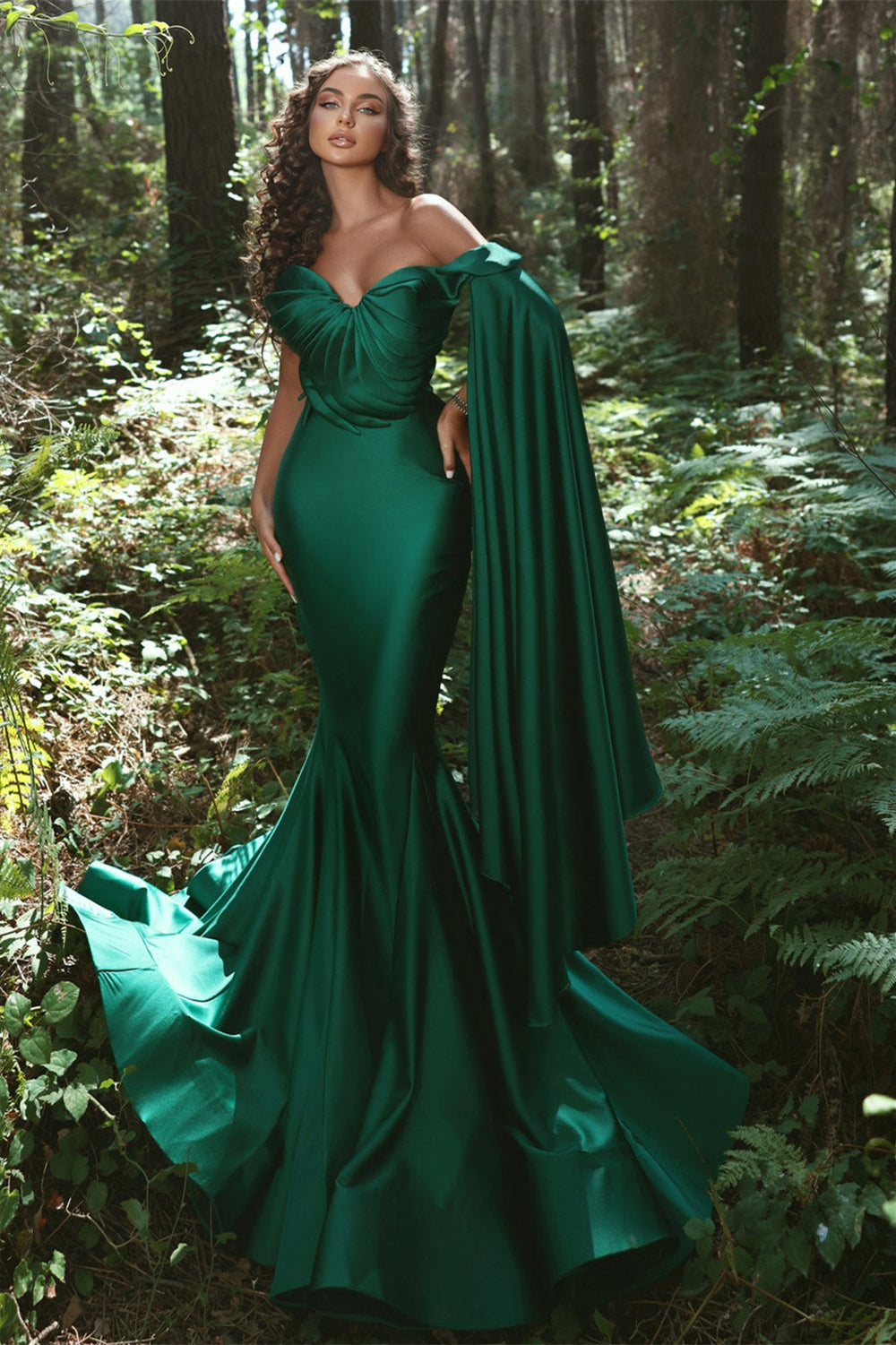 shawl prom dress Mermaid Sweetheart Strapless Floor-length With Shawl Prom Dress