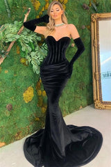 Mermaid Sweetheart Strapless Sleeveless Floor-length Prom Dress-Ballbella