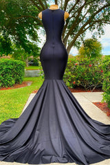 Mermaid V-neck Appliques Lace Sequined Open Back One Shoulder Floor-length Sleeveless Prom Dress-Ballbella