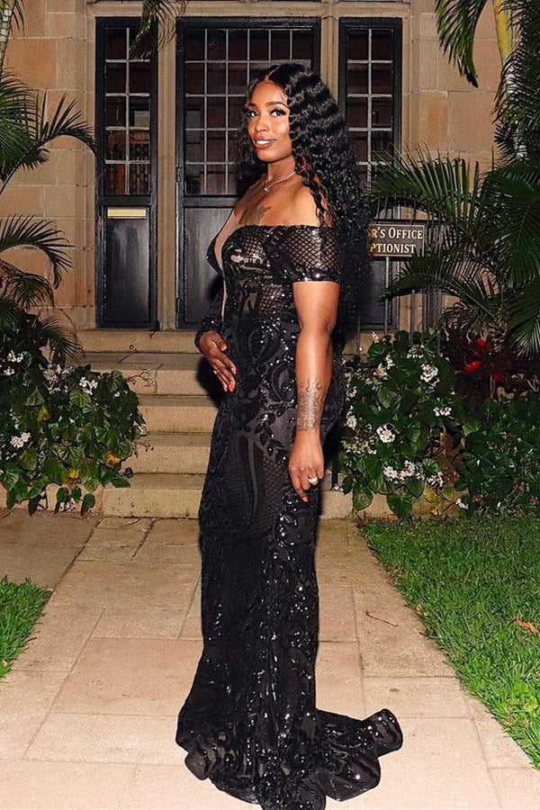 mermaid applique prom dress WEDTREND Women Dark Green Prom Dress with Appliques Mermaid Off The ShoulderFormal Dress with Slit, Dark Green / US16