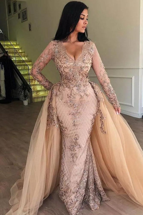 prom dresses with detachable skirts Black Sequins A-line V-neck Detachable Skirt Prom Dress, Evening Gown, MP762