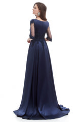 Mermaid V-neck Sequined Beaded Floor-length Half Sleeves Appliques Lace Prom Dress-Ballbella