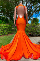 Mermaid V-neck Sequined Open Back Floor-length Sleeveless Lace Beading Prom Dress-Ballbella
