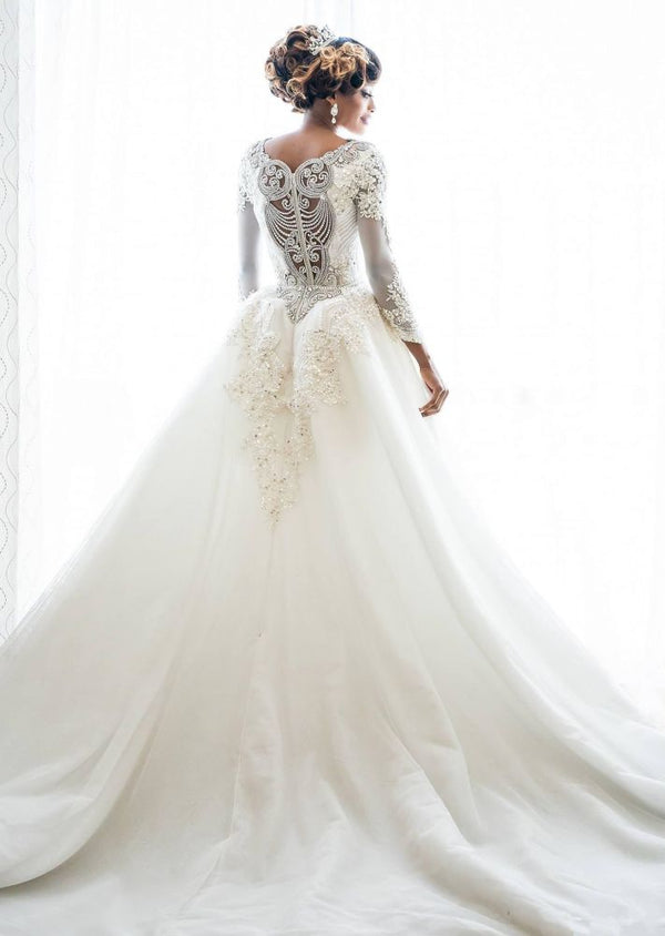 Ballbella ships this Long Sleeves mermaid lace wedding dress all over the world. Also, extra discount are offered to our customers. We will try our best to satisfy everyoneone and make the dress fit you well.