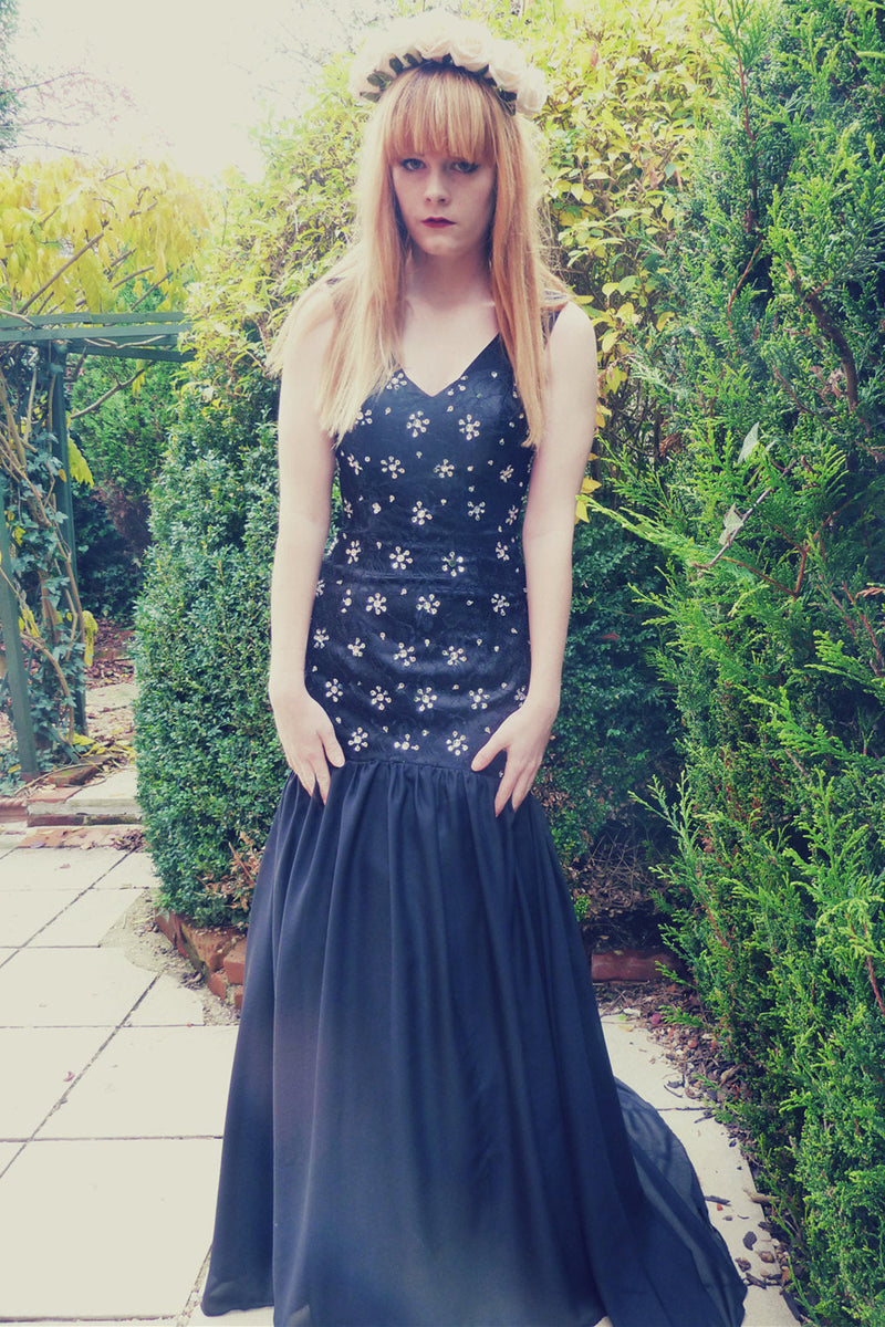 Mermaid Wide Straps Floor Length Tulle Rhinestone Prom Dress-Ballbella
