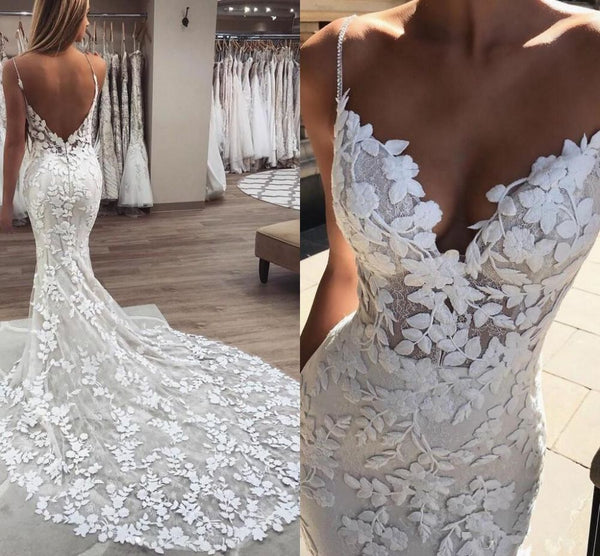 Ballbella has a great collection of Modern Applique Spaghetti-Strap Wedding Dresses Backless Sleeveless at an affordable price. Welcome to buy high quality from us