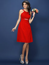 Modern Bateau Sash/Ribbon/Belt Sleeveless Short Chiffon Bridesmaid Dresses-Ballbella