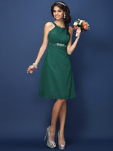 Modern Bateau Sash/Ribbon/Belt Sleeveless Short Chiffon Bridesmaid Dresses-Ballbella