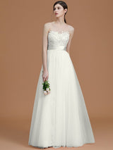 A-Line Charming Bateau Sleeveless Applique Tulle Bridesmaid Dresses