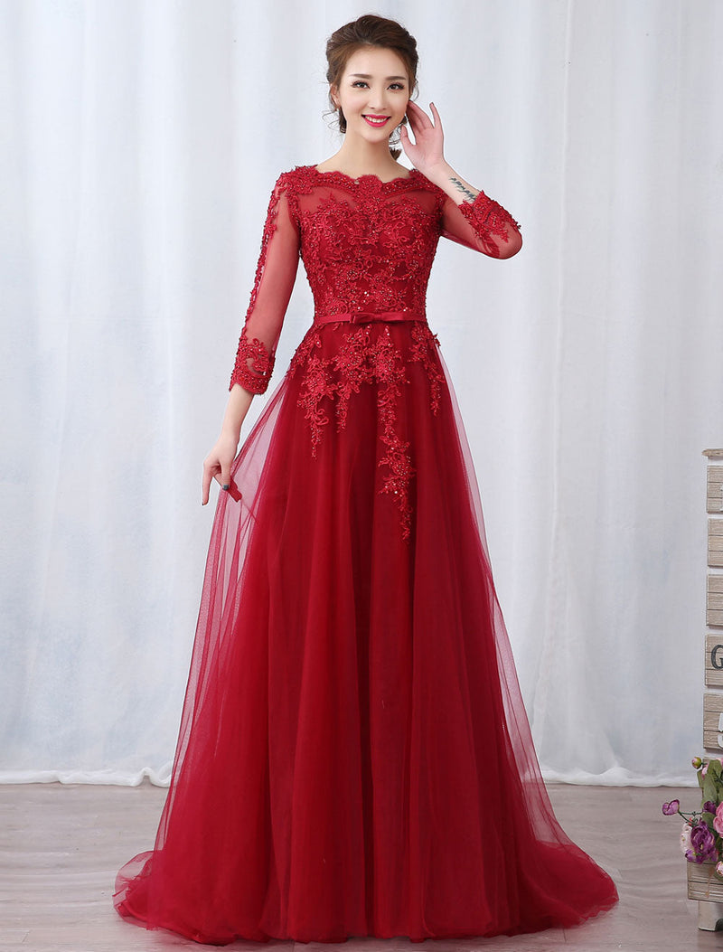 Burgundy Sequins Prom Dresses Formal Evening Ball Gowns|Sheergirl.com –  SheerGirl