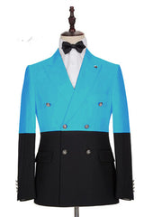 Modern Classic Blue Double Breasted Slim Fit Men Suits Online-Ballbella