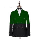 Modern Dark Green and Black Bespoke Slim Fit Double Breasted Men Suits-Ballbella