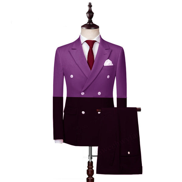 Modern Double Breasted Peaked Lapel Men's Prom Suits-Ballbella