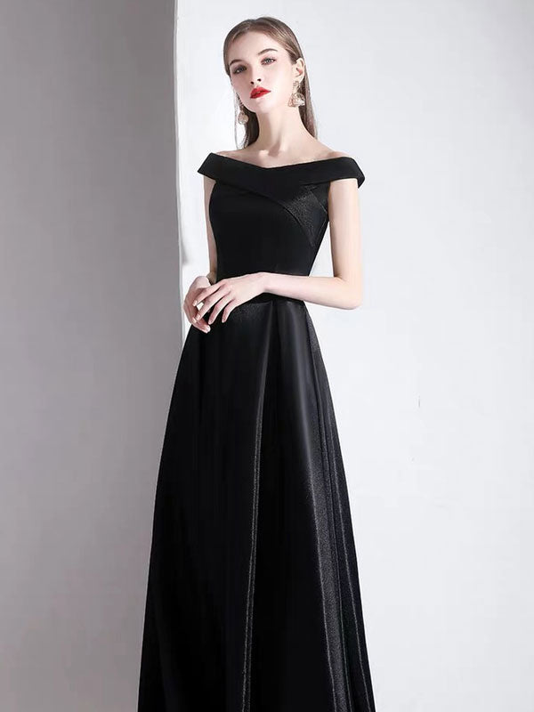 modern party dress for women Modern Evening Dress A Line Bateau Neck Satin Fabric Floor Length Formal Party Dresses