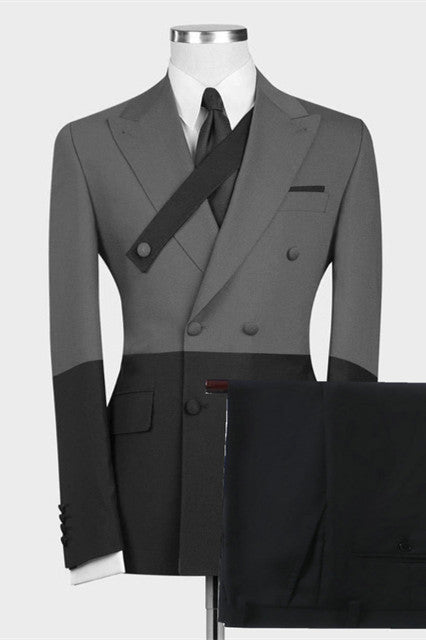 Modern Gray and Black Slim Fit Classic Men Suits Online-Ballbella